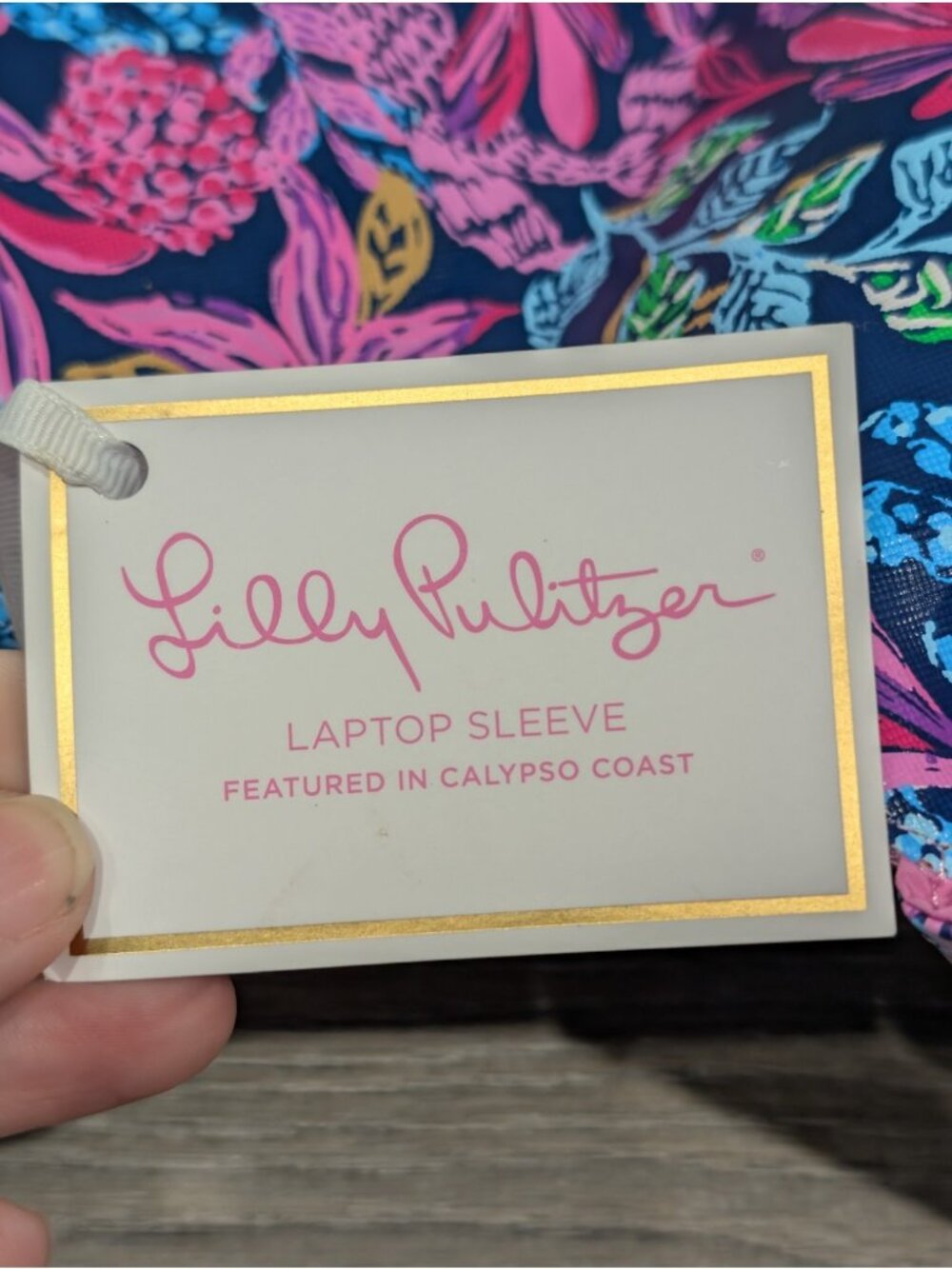Lilly Pulitzer NWT Laptop Sleeve Leatherette Aegean Navy Calypso Coast - Picture 10 of 12